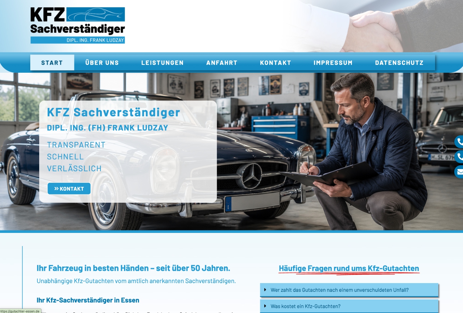Website KFZ Sachverständiger Frank Ludzay