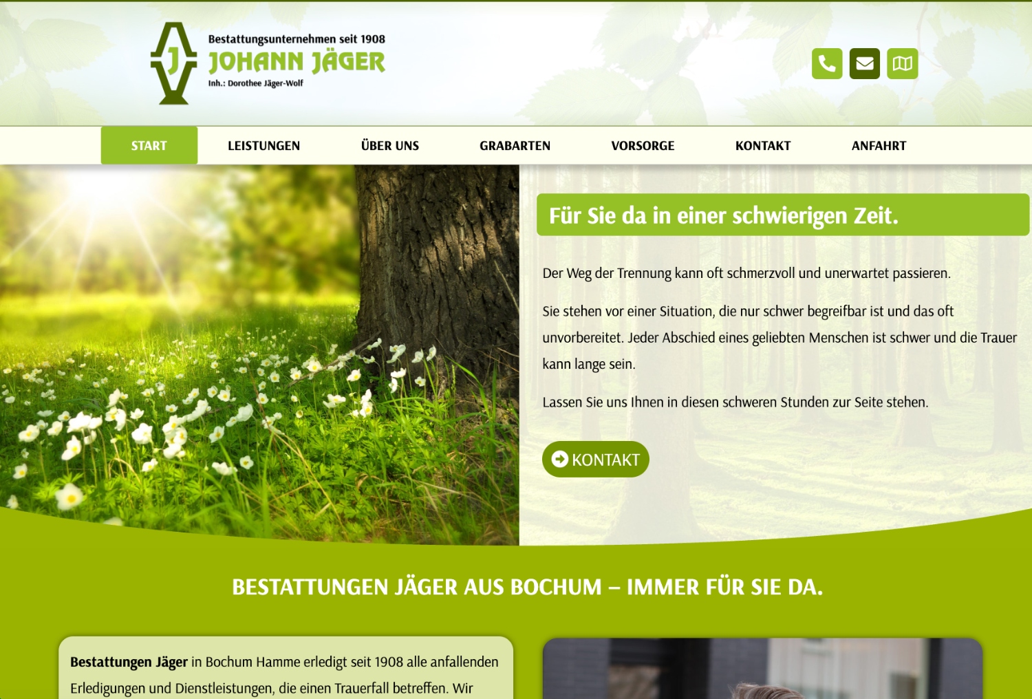 Website Johann Jäger Bestattungen